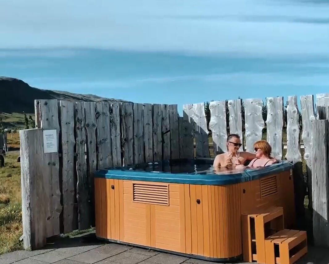 Relaxing in the hot tub